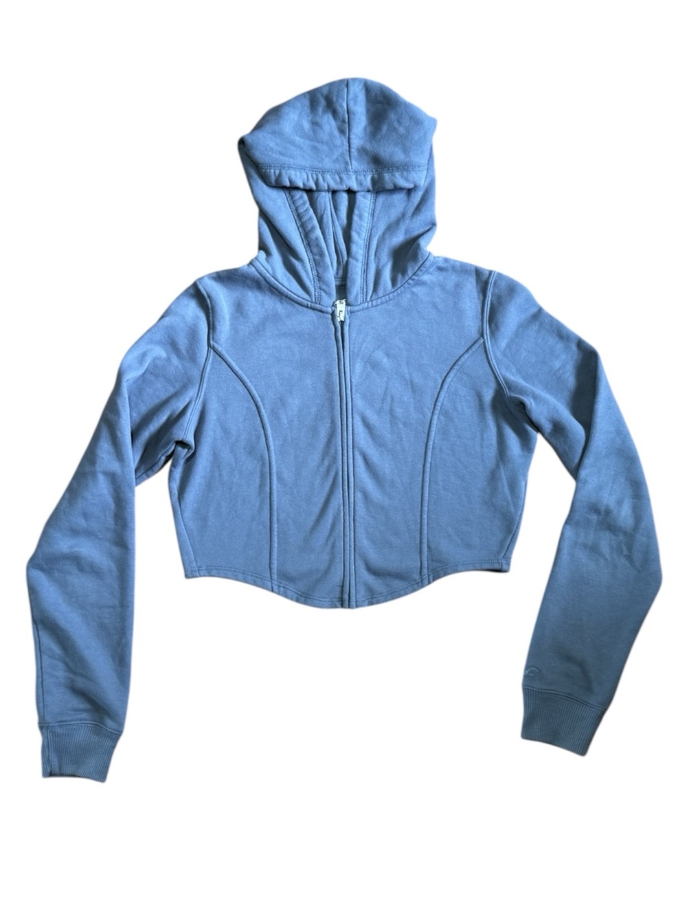 Hollister Dusty Blue Cropped Zip-Up Hoodie